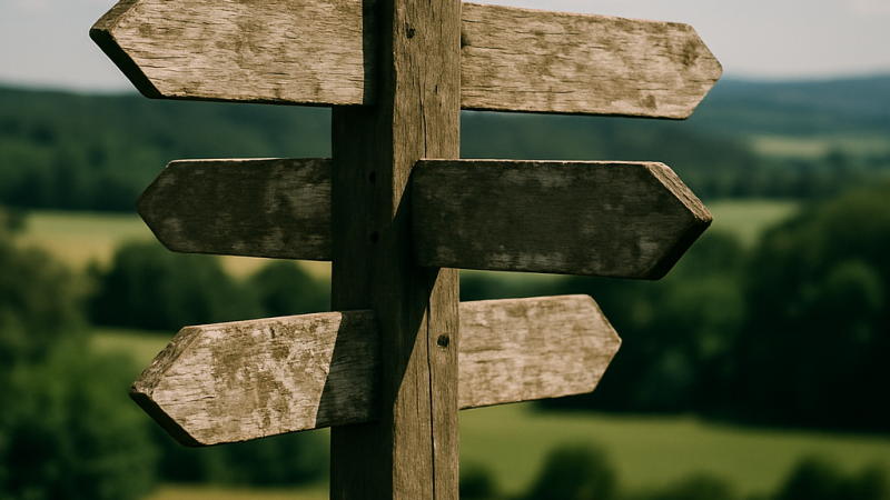 Wegweiser, der in verschiedene Richtungen zeigt